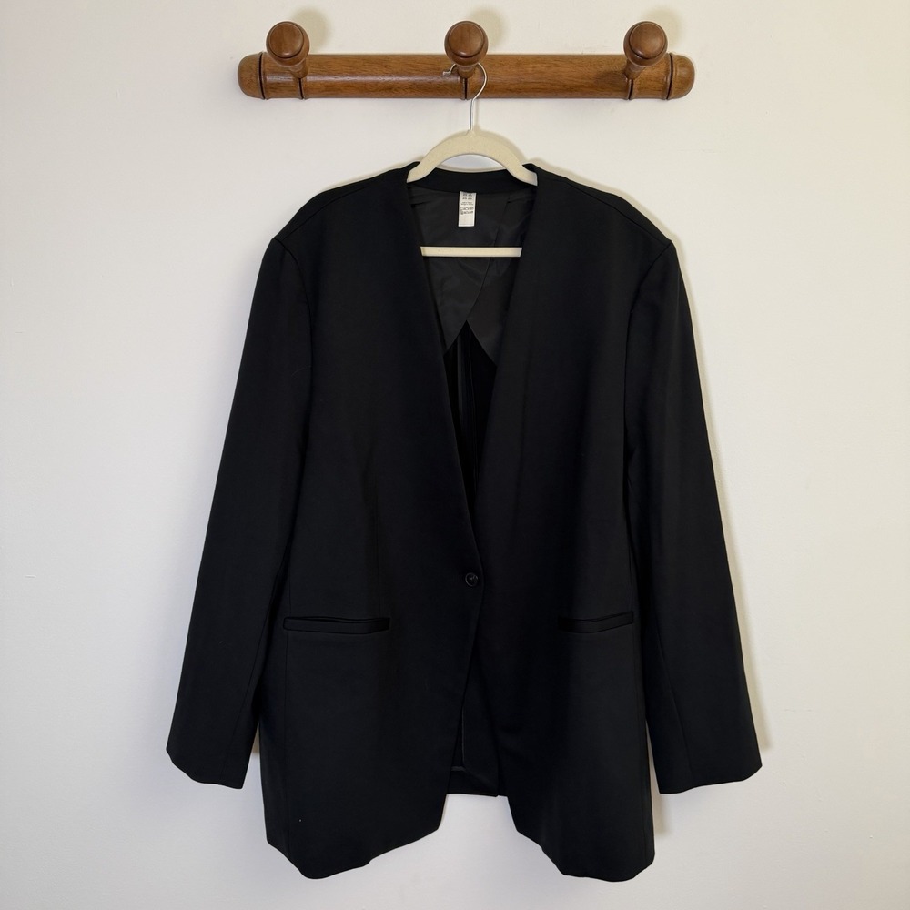 Spanx The Perfect Oversized Blazer Womens 3X Black Collarless Ponte 20384R